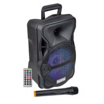 Karma psb-8 altoparlante portatile 8 300w mp3 bluetooth sd usb con led e radiomicrofono black