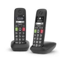 Gigaset e290 duo telefoni cordless due portatili con suonerie forti numeri grandi e audio potenziato tasti di chiamata rapida vivavoce con volume regolabile nero