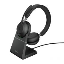 Jabra evolve2 65 cuffie wireless con supporto di ricarica cuffie certificate uc con batteria a lunga durata adattatore bluetooth usb-a nero