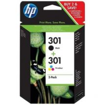 Hp n9j72ae cartucce originali, 355 pagine, per stampanti a getto di inchiostro hp deskjet 1050, 2540, 3050, hp officejet 2620, 4630 e hp envy 4500, 5530, nero/tricromia 301, confezione da 2 cartucce