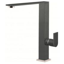 Elleci flat mkkfla99 - miscelatore da cucina monocomando, da incasso, keratek plus, canna girevole, 25,2 cm, dark grey