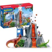 Schleich grande spedizione sul vulcano con luce led un ricercatore e 2 figure di dinosauro