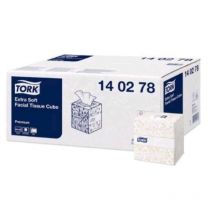 Tork veline viso extra soft cube in fibra 100 fogli 2 veli 20x21 cm bianco conf 30 pz.