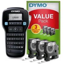 Dymo labelmanager 160 valuepack etichettatrice + 3 nastri 12mm x 7 mt nero/bianco