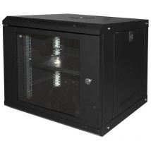Link armadio rack 19`` 9u link serie light colore nero con porta vetro (axpxl) 450x400x530mm ripiano incluso