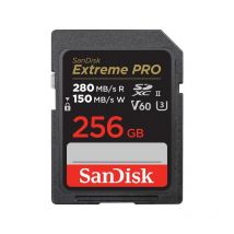 Sandisk extreme pro memory card sdxc 256 gb velocita` di scrittura fino a 280 mb/s uhs-ii c10 u3 v60