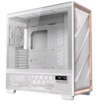 Antec flux pro full tower e-atx atx, micro-atx, itx frontale alto flusso con inseri in legno di betulla pannello laterale trasparente bianco