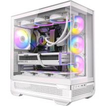 Antec c7 argb white midi tower supporto gpu rtx 40 4 ventole argb pwm da 120mm incluse raffreddamento verticale pannelli frontali e laterali in vetro temperato senza cuciture bianco