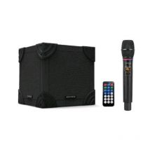 Empire media hs.miniqubo mini qubo sistema audio 2.0 portatile con radiomicrofono uhf e funzione eco bluetooth usb slot sd con telecomando nero