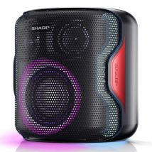 Sharp ps-921(bk) altoparlante per feste bluetooth compatto e portatile con luci da discoteca audio 2.1 e 3d duo per accoppiare un secondo ps-921 in stereo tws resistente agli schizzi ipx5