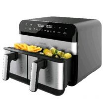 Cecotec cecofry advance 9000 inox friggitrice ad aria calda 2800w 2 vaschette da 4.5 lt doppia temperatura 7 programmi pannello touch nero inox