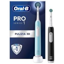 Braun pro serie 1 spazzolino elettrico ricaricabile con 2 testine di ricambio conf 2 pz. nero blu