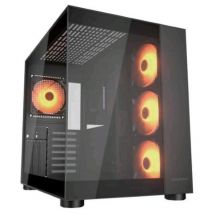 Cougar gaming fv150 cabinet midi tower mini-itx, micro-atx, atx pannello frontale e laterale in vetro temperato senza cuciture 4 ventole argb preinstallate nero