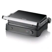 Severin kg2398 bistecchiera elettrica 1800w apertura a 180° rivestimento piastra in ceramica temperatura regolabile vachetta raccogli grasso nero