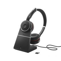 Jabra evolve 75 auricolare con cavo e senza cavo a padiglione musica e chiamate bluetooth base di ricarica nero