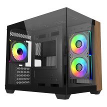 Cabinet mini tower cooler master e481-khnn-s00elite 481 wood black matx/itx 1x3.5 2x2.5 3x120mm-argb-fan usb-c vetro