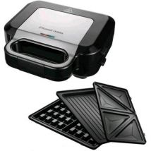 Russell hobbs 26810-56 piastra elettrica 3 in 1 750w piastre antiaderenti per sandwich waffle e grill nero