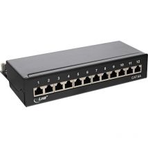 Inline patch panel cat.6a, 12-porte, per guida din in server rack, nero