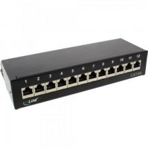 Inline patch panel cat.6a, 12-porte, installazione tavolo/parete, nero ral9005