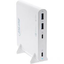 Inline alimentatore usb, caricatore gan, 4 porte, 2xusb-c+2xusb-a,120w, bianco