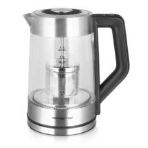 Emerio wk-122730, 1,7 l, 2200 w, schwarz, silber, transparent, glas, edelstahl, regelbare temperatur, wasserstandsanzeig