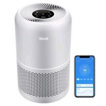 Levoit smart core 300s pro purificatore d`aria per ambienti fino a 50 mq filtrazione a 3 stadi controllo vocale display led con timer grigio