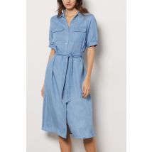 Maxi-jurk van denim met riem - TINY - S - Bleu - Etam