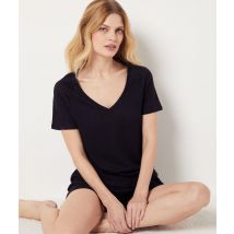 T-shirt manches courtes 100% lin - JOSIE - M - Noir - Etam