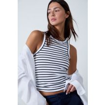 Geribde marinière tanktop - STEFFIA - L - Ecru - Etam