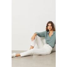 Hoge taille jeans carrot snit, 100% katoen - MOMI - 38 - Wit - Etam