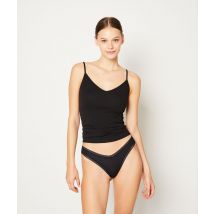 V-vormige tanga in microvezels met kanten details - LOLIE - XL - Zwart - Etam