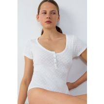 Katoenen body met korte mouwen - POLLIN - XS - Wit - Etam