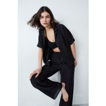 Gestreepte pyjamatop met korte mouwen - WALLY - S - Zwart - Etam