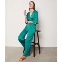 Satijnen jumpsuit met zijsplitten - UMOS - 36 - Turquoise Fonce - Etam