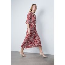 Lange jurk met motieven - SALOME IMP - S - Rouge Foncé - Etam