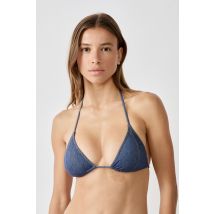 Triangel bikinitop zonder beugel met denim effect - POPPIE - 34 - Delave Clair - Etam