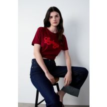 T-shirt met 'lucky' print in katoen - FLUCKY - L - Grenat - Etam
