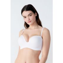 Bandeau van microvezel met verwijderbare bandjes, d-cup - PURE FIT - 70D - Wit - Etam