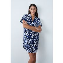 Korte vloeiende jurk met motieven - ENESSA IMP - XS - Navy - Etam