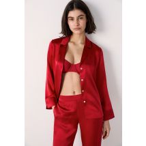 Zijden pyjamahemd - PEARLY - L - Rood - Etam