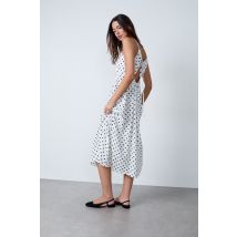Lange jurk met bandjes en stippen - ELVIS IMP - S - Ecru - Etam
