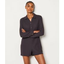Gewafeld playsuit met knopen - LAEL - S - Zwart - Etam