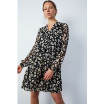 Vestido corto vaporoso estampado - EZEL IMP - XS - Negro - Mujer - Etam
