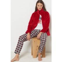 Pijama 3 piezas con chaqueta polar - VIRGINIEN - M - Rojo - Mujer - Etam