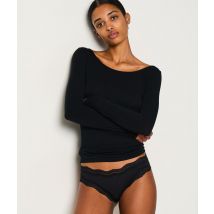 Tanga de microfibra con borde de encaje - SOUL - M - Negro - Mujer - Etam