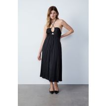 Vestido largo plisado - URIEL - L - Negro - Mujer - Etam