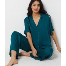 Camisa pijama de satén manga corta