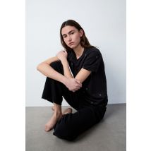 Camiseta de algodón de manga corta con detalle de corazón - GABIN - S - Negro - Mujer - Etam