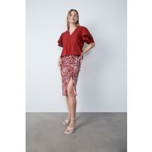 Falda estampada midi - SALOME IMP - XS - Rouge foncé - Mujer - Etam