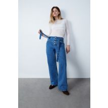 Vaqueros corte zanahoria con corbata - DEVE - 34 - Bleu moyen - Mujer - Etam
